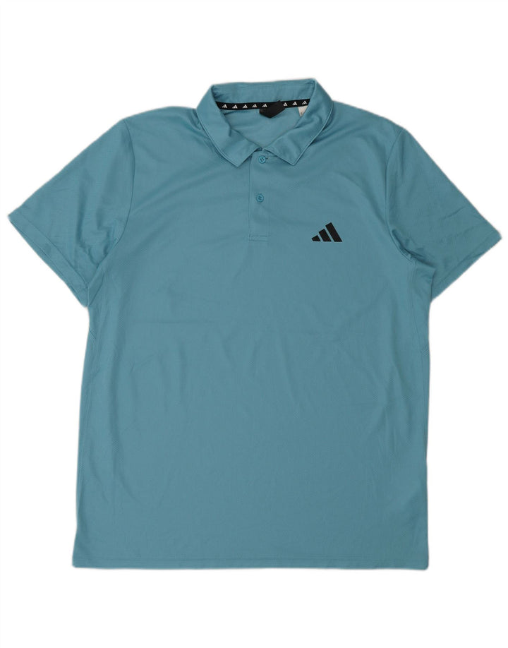 Tricou polo Adidas Aeroready pentru bărbați, poliester albastru mediu