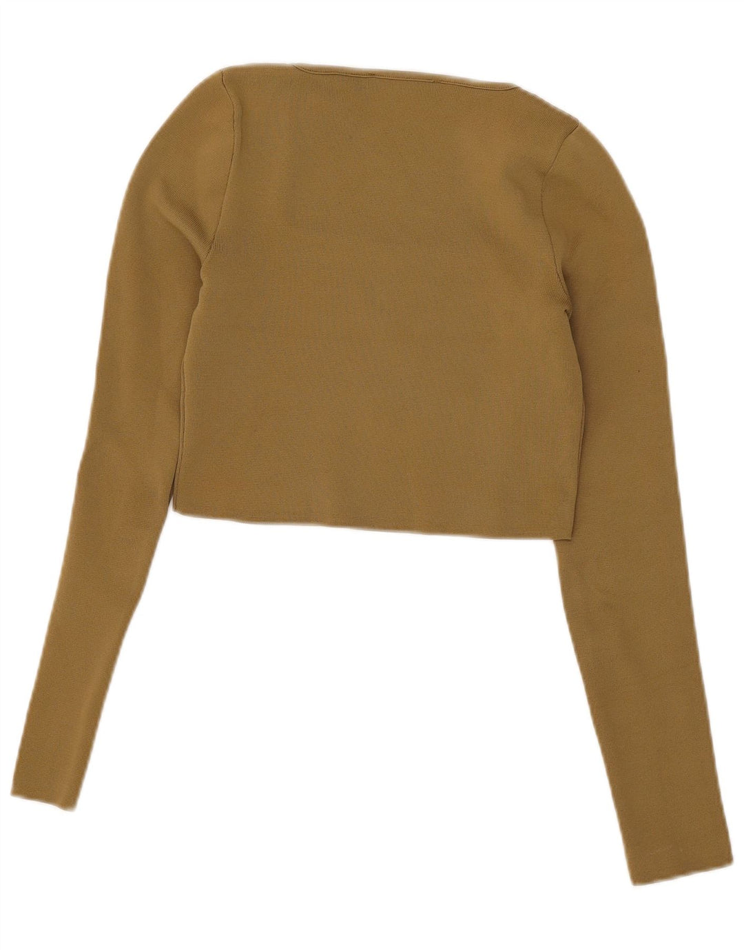 Crop Top pentru femei Zara cu mânecă lungă UK 12 Medium Kaki Poliester
