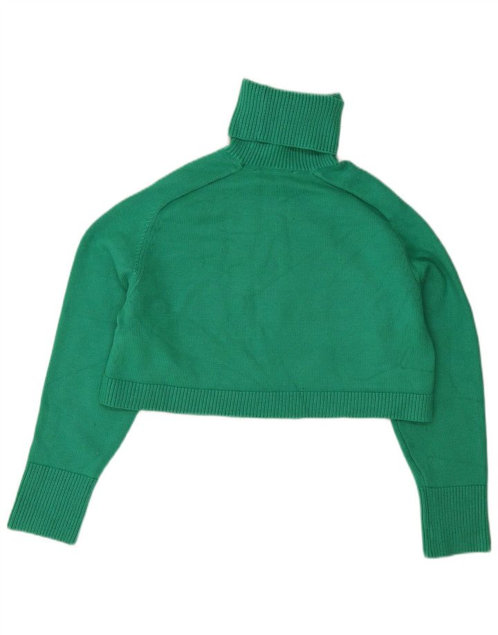 Pulover de damă Zara cu gât rulat, pulover UK 14, viscoză verde medie