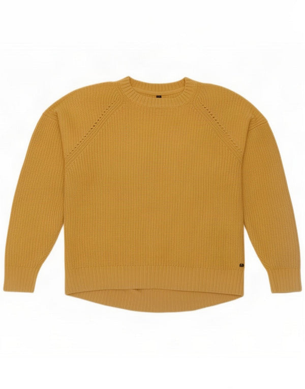Fat Face Pulover cu gât roșu pentru femei UK 12 Medium Yellow Bumbac