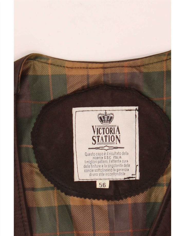 Vestă din piele vintage pentru bărbați IT 56 2XL maro