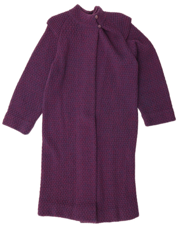 Pulover cardigan supradimensionat cu paragate vintage pentru femei UK 8 mic violet