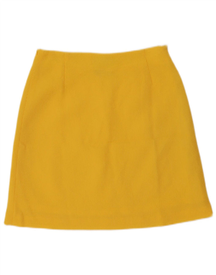 Fustă A-Line pentru Damă Vintage IT 42 Medium W28 Poliamidă Galbenă