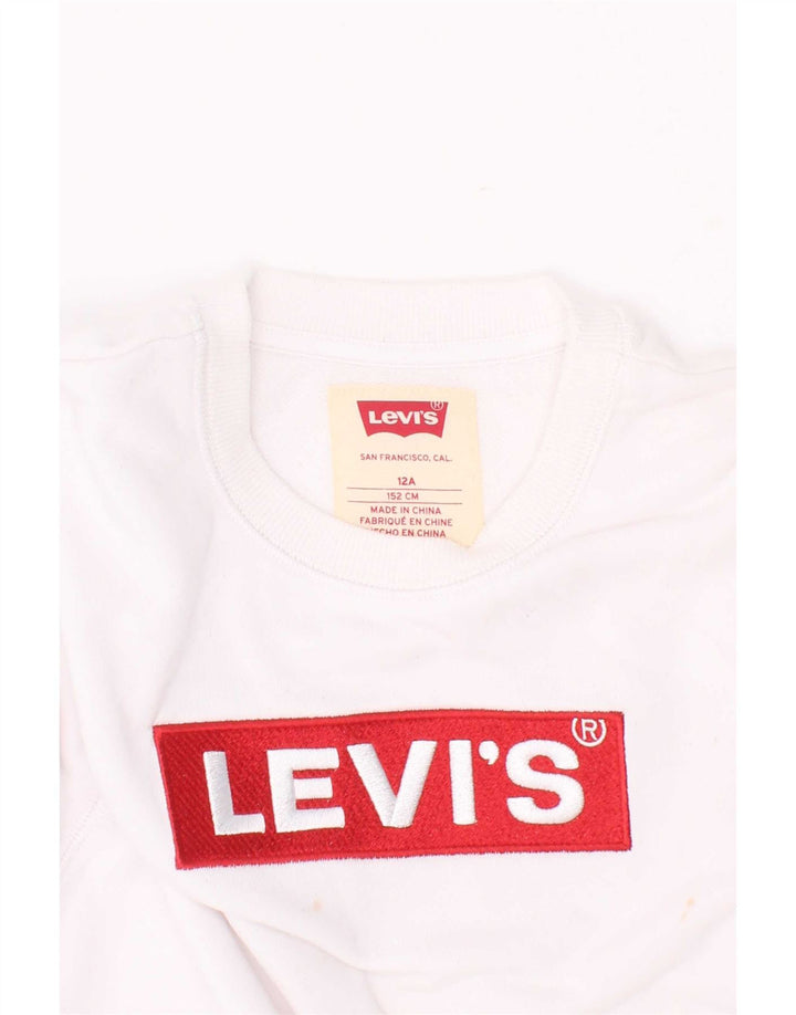 Pulover cu grafică Levi's pentru băieți, 11-12 ani, alb