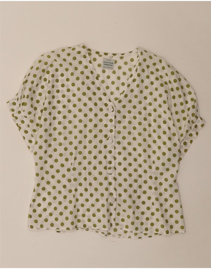 Bluză cămașă cu mânecă scurtă pentru femei Benetton IT 44 Medium White Polka Dot