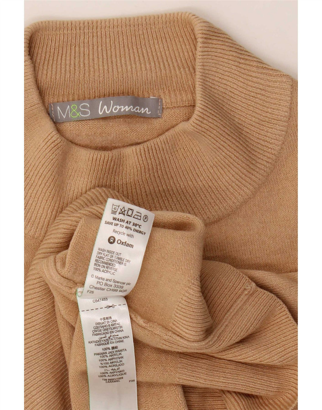 Pulover cu gât țestoasă pentru femei Marks & Spencer UK 8 Mic Bej Acrilic
