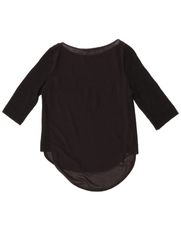 Zara Womens Top 3/4 Sleeve UK 10 Small Black