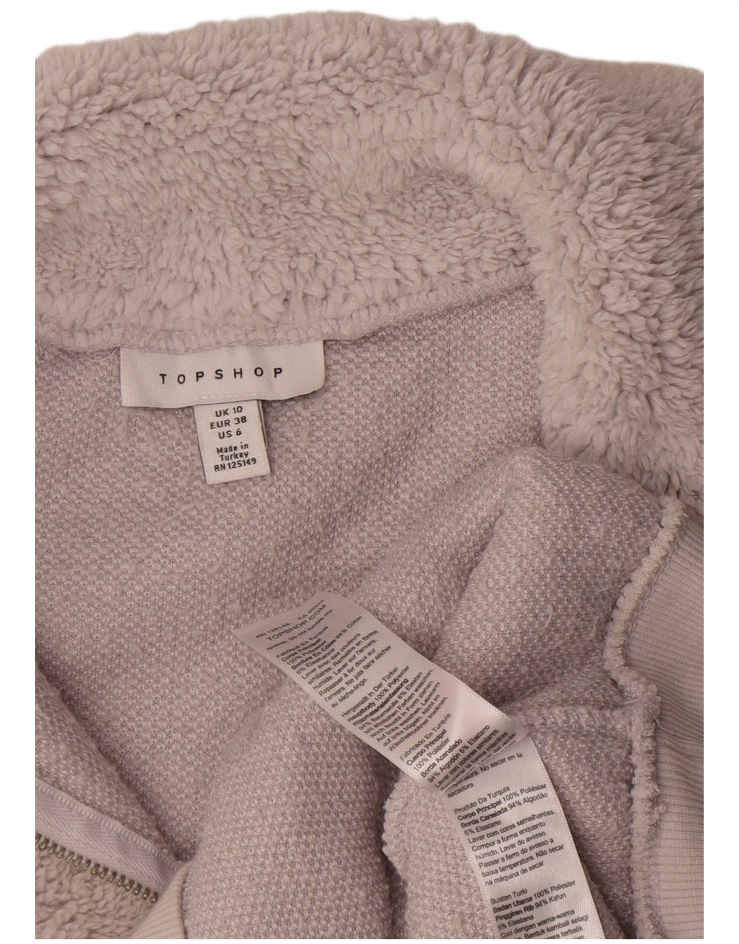 Pulover supradimensionat din lână pentru femei Topshop, cu fermoar, UK 10, poliester gri mic