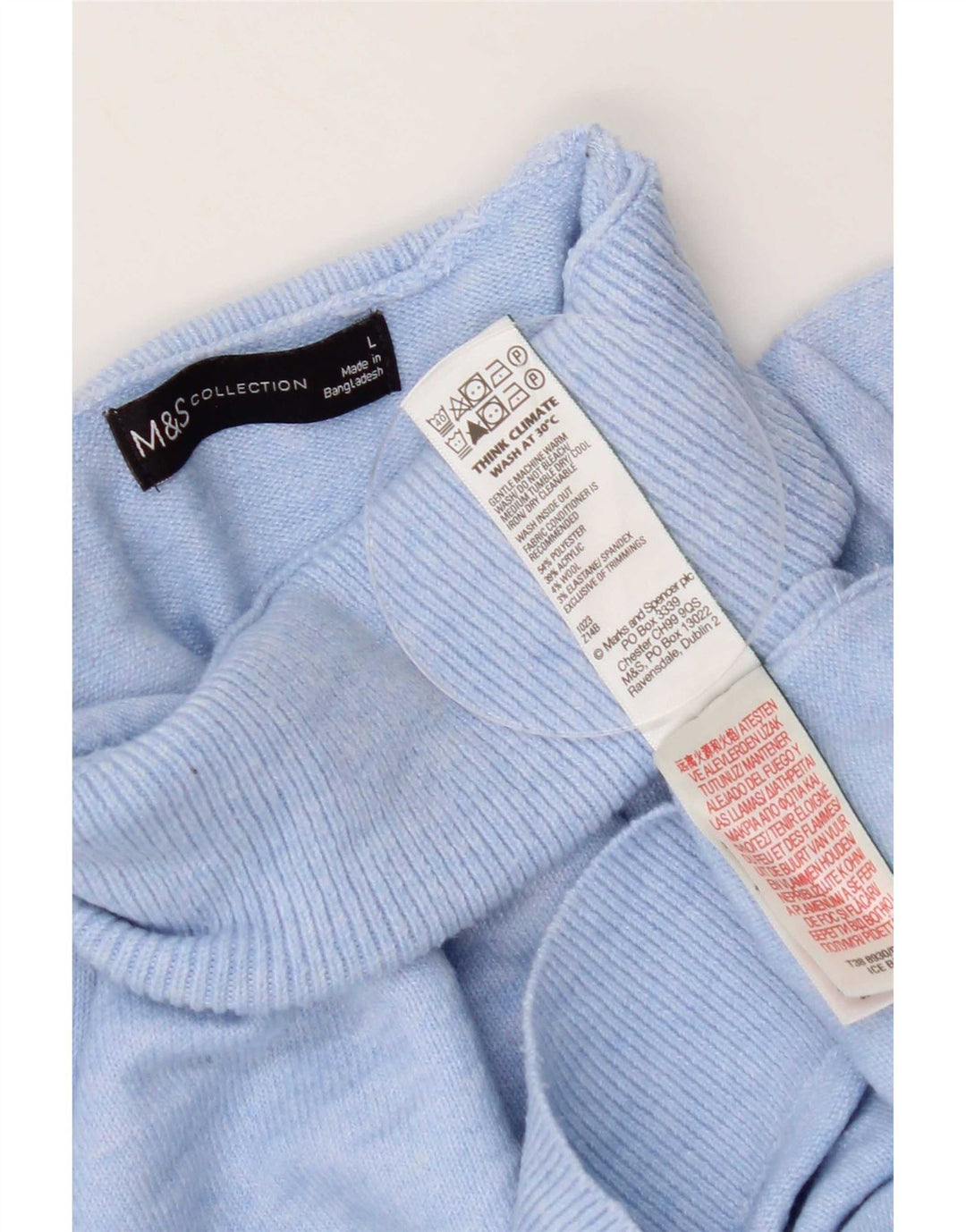 Pulover pentru femei Marks & Spencer cu gât rulat din poliester mare albastru UK 16