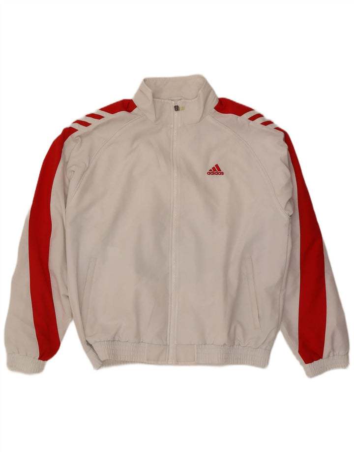 Jachetă de trening pentru bărbați Adidas UK 44/46, mare, alb, poliester color bloc
