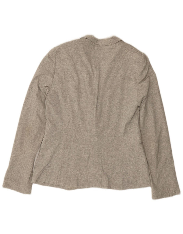 Jachetă Blazer pentru femei Zara cu 1 nasture UK 14 mare, gri bumbac cu pete