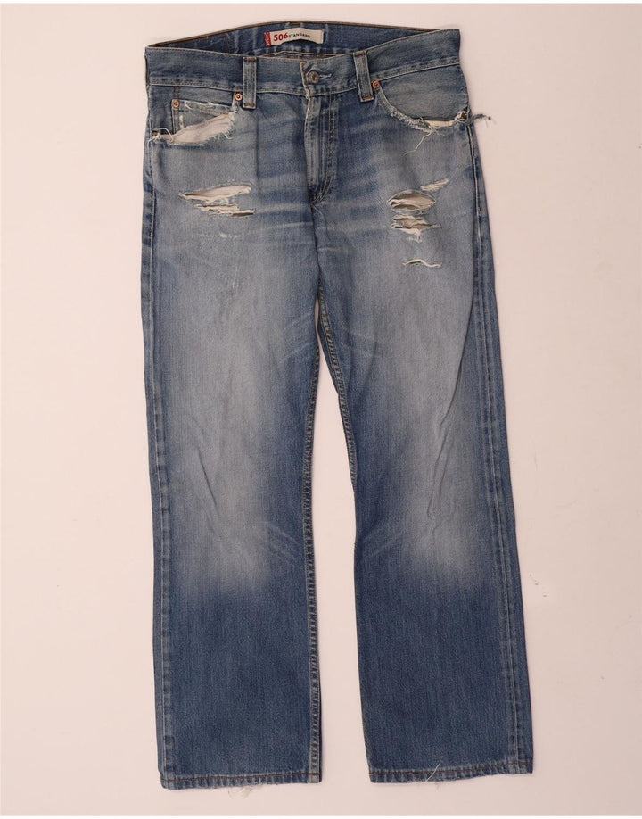 Blugi drepti pentru bărbați Levi's 506 Distressed Standard Fit W33 L30 Albastru
