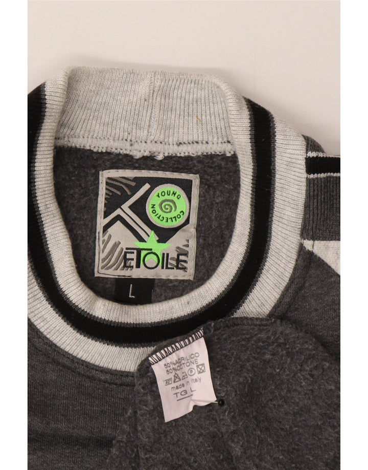 Hanorac vintage pentru bărbați Pulover mare gri acrilic color bloc