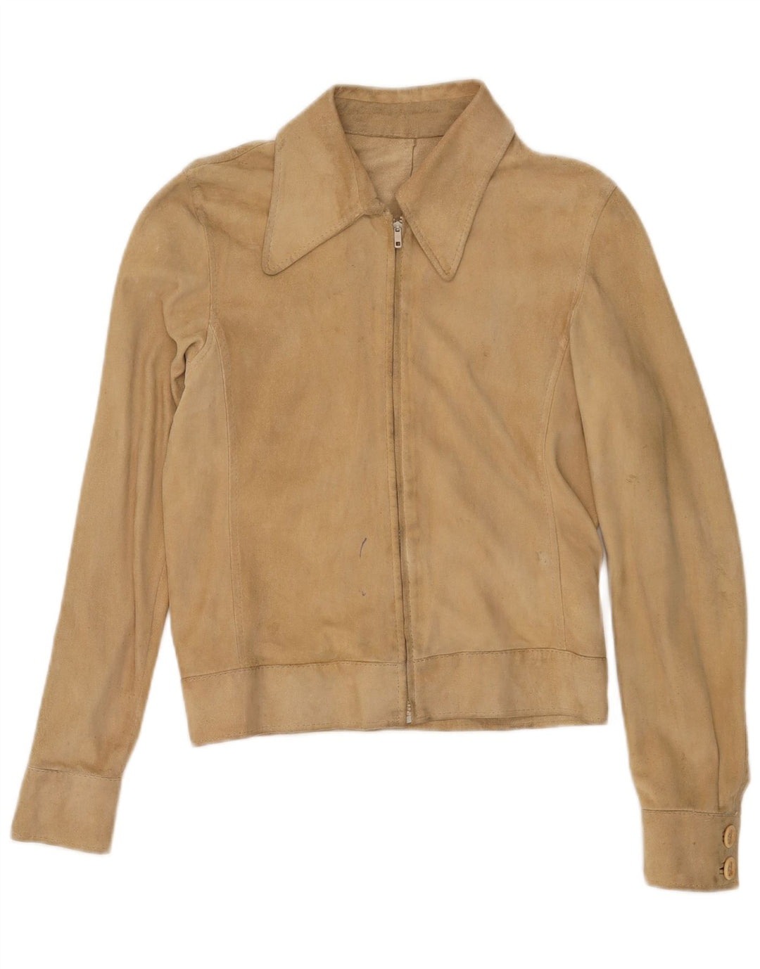 Jachetă vintage de piele intoarsa pentru femei IT 44 Bej mediu