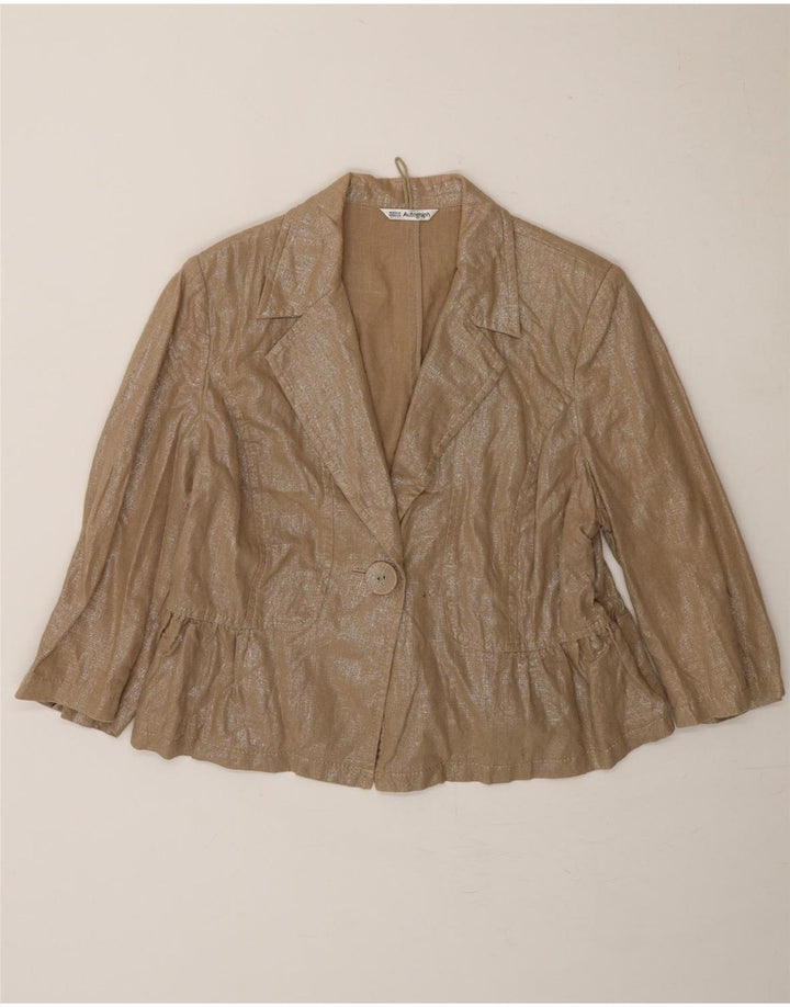 MARKS & SPENCER Womens 1 Button 3/4 Sleeve Blazer Jacket UK 18 XL  Brown Vintage Marks & Spencer and Second-Hand Marks & Spencer from Messina Hembry 