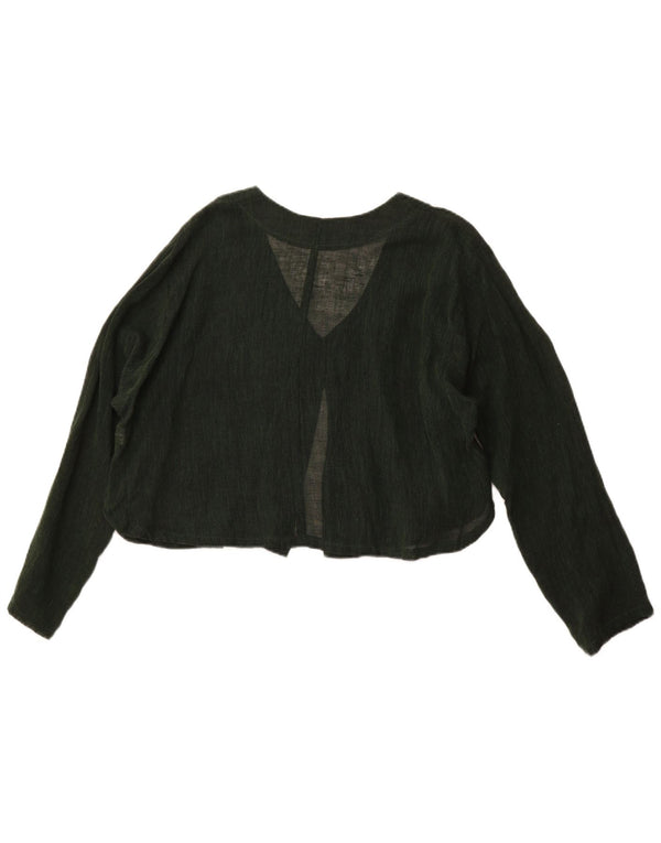VINTAGE Crop Cardigan Top pentru femei UK 16, mare, verde, bumbac