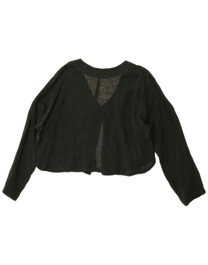 VINTAGE Crop Cardigan Top pentru femei UK 16, mare, verde, bumbac