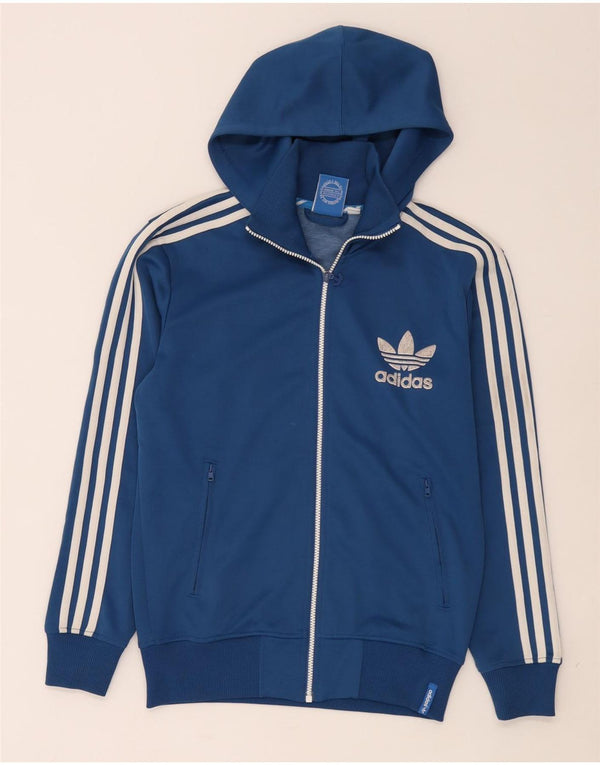 Pulover Adidas pentru bărbați, cu fermoar, poliester, albastru