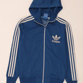 Pulover Adidas pentru bărbați, cu fermoar, poliester, albastru