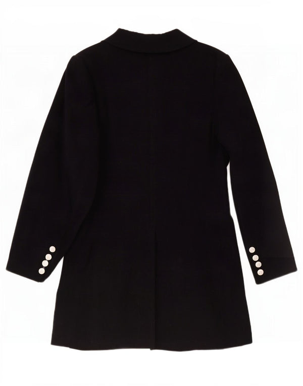 Vintage Womens Double Breasted Coat EU 40 Medium Navy Blue Polyester