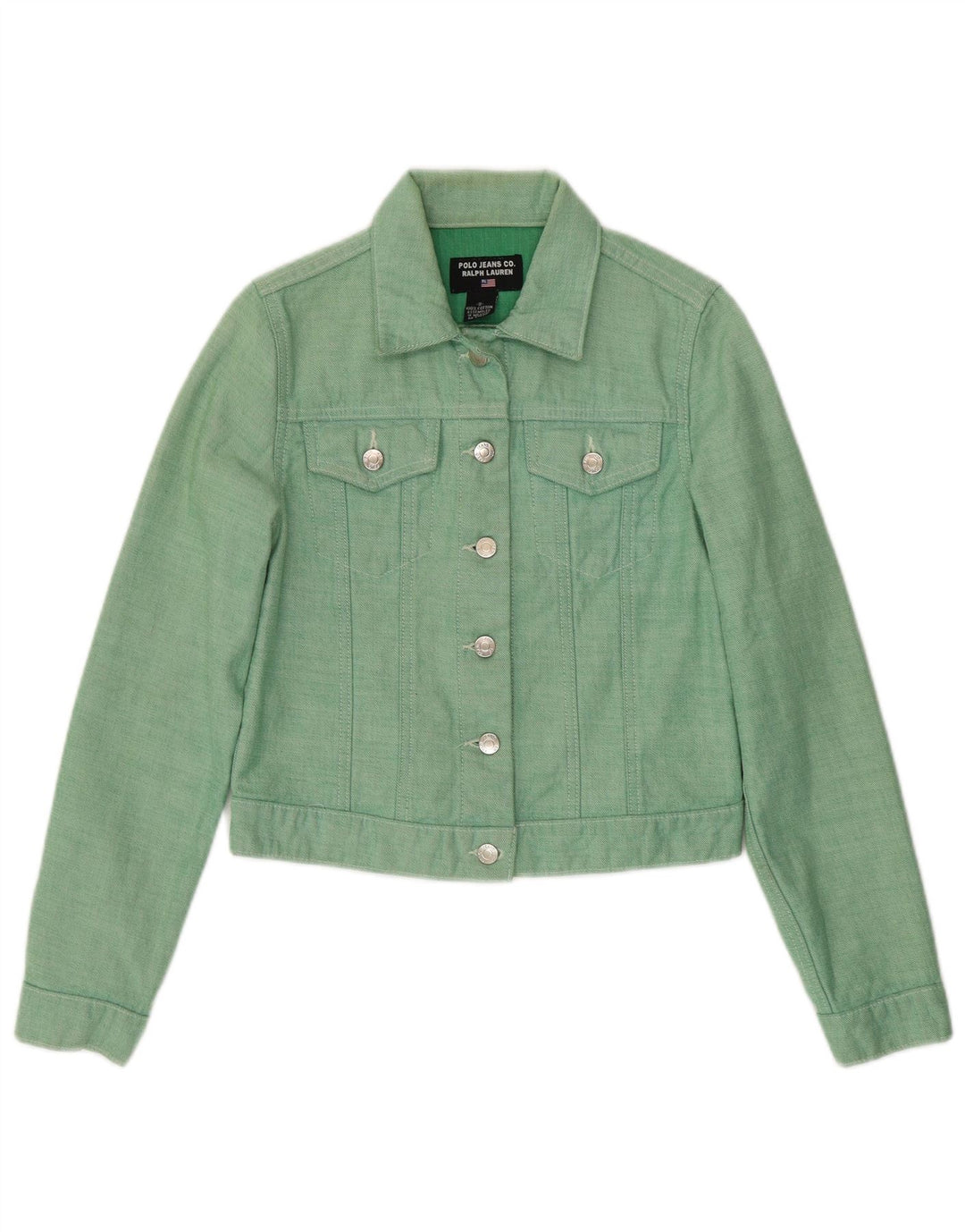 Jachetă de denim crop pentru femei Ralph Lauren UK 10 mic verde bumbac