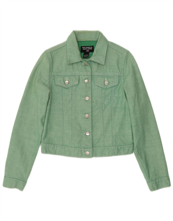 Jachetă de denim crop pentru femei Ralph Lauren UK 10 mic verde bumbac