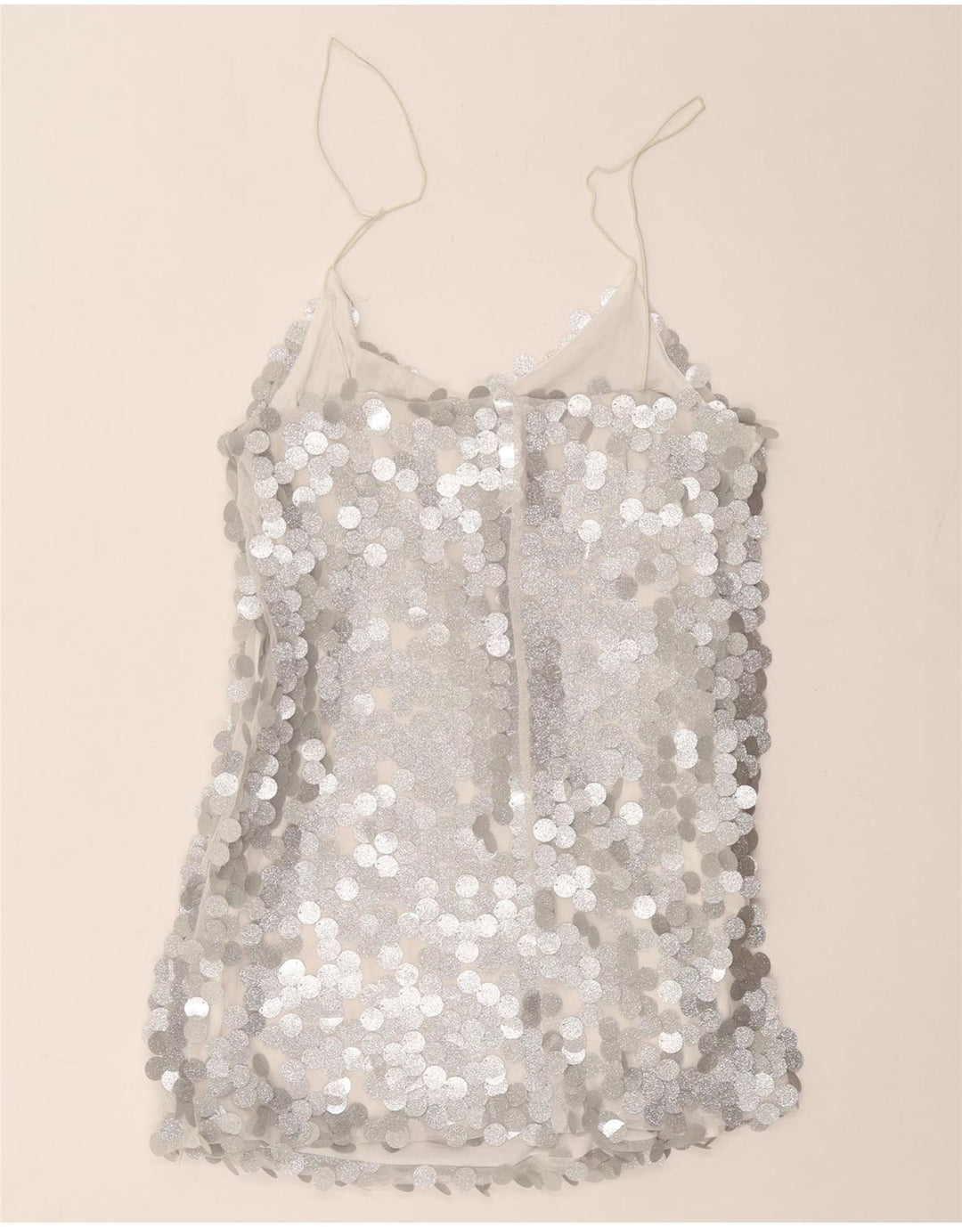 Cami Top pentru femei Vintage UK 12 Poliester argintiu mediu