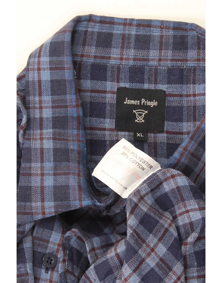 Cămașă de flanel pentru bărbați James Pringle, XL, poliester cu carouri bleumarin