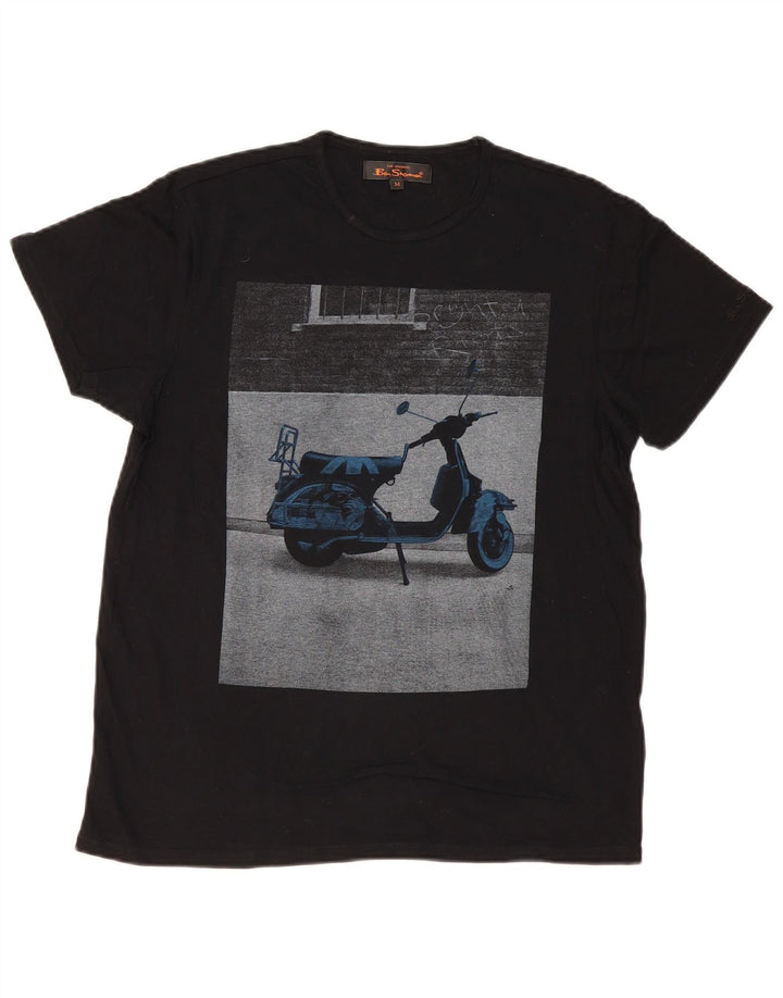 Tricou grafic Ben Sherman pentru bărbați Top mediu din bumbac negru