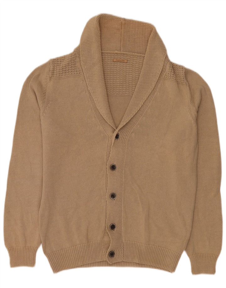 Pulover cardigan Massimo Dutti pentru bărbați, bumbac, bej mediu