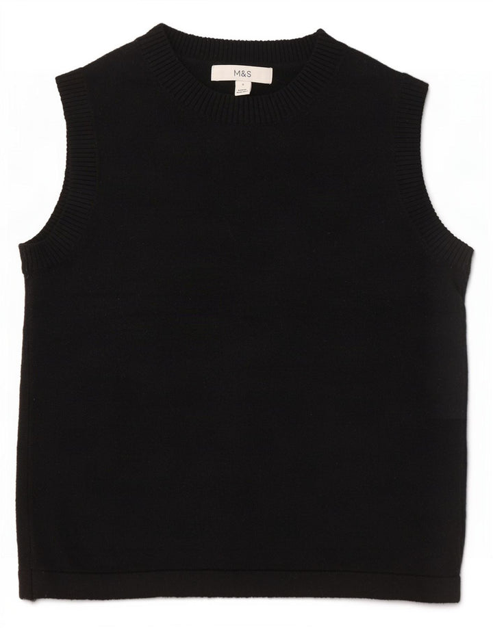 Marks & Spencer Crop Vest Tank Top pentru femei UK 10 Poliester negru mic