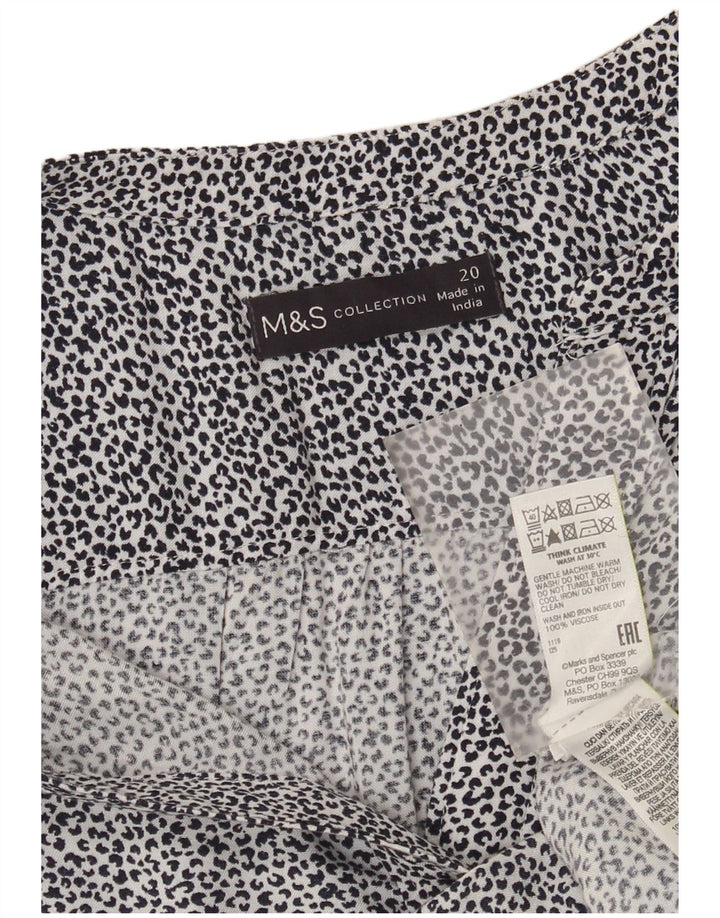 Bluză cu cămașă pulover pentru femei Marks & Spencer UK 20 2XL Alb Animal Print