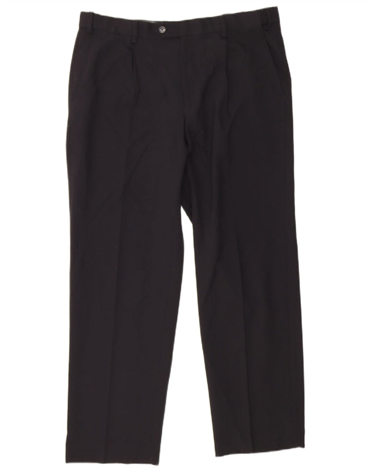 Pantaloni de costum obișnuiți pentru bărbați Marks & Spencer L36 L29 Poliester negru
