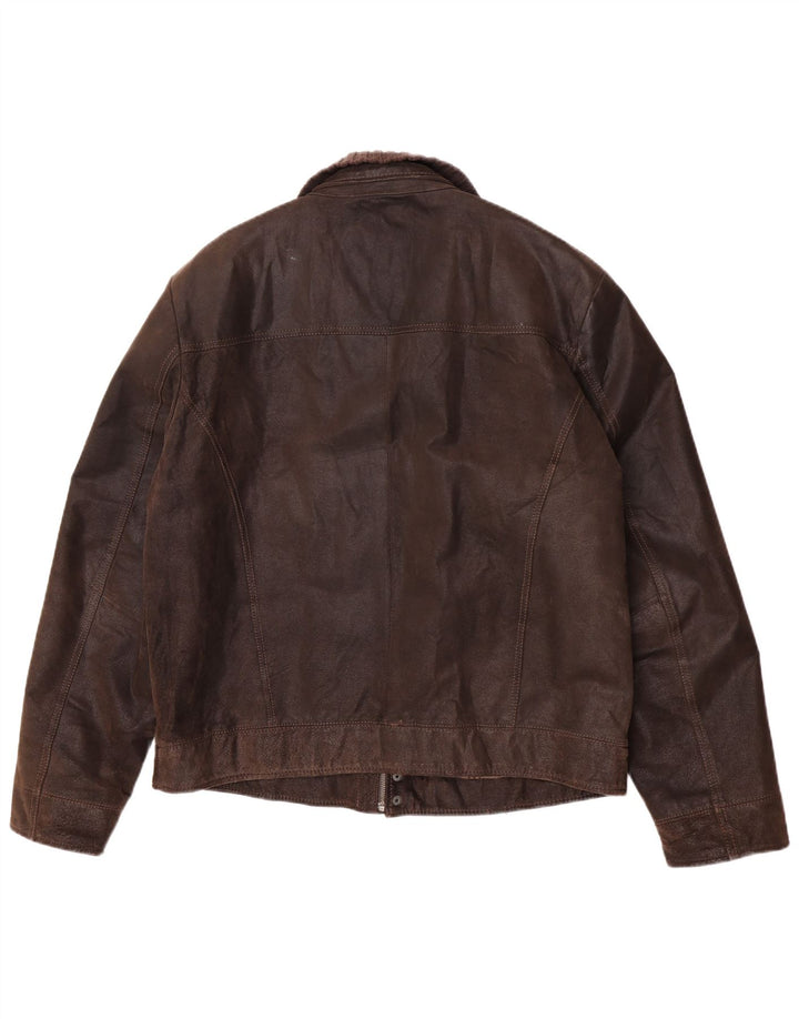 Jachetă de piele pentru bărbați P&P People UK 42 XL din piele maro