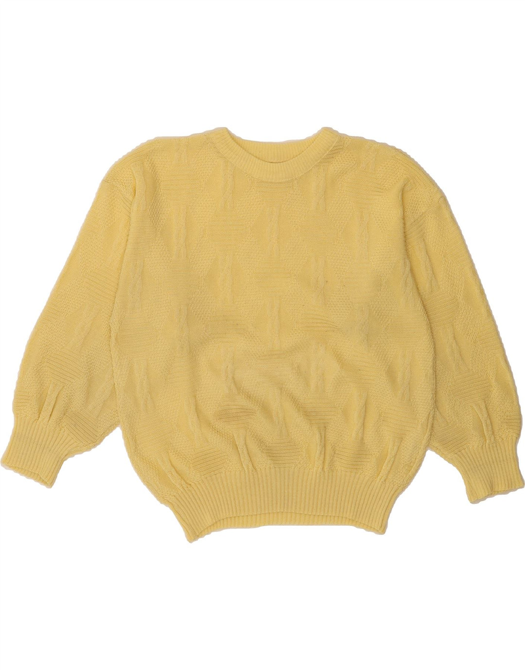 VINTAGE Womens Crew Neck Jumper Sweater UK 14 Medium Yellow Vintage Vintage and Second-Hand Vintage from Messina Hembry 