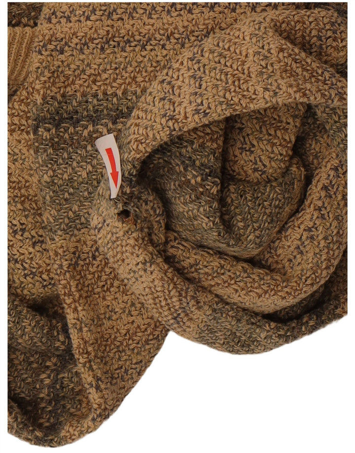 Pulover vintage pentru bărbați cu decolteu în V, în dungi, bej mediu