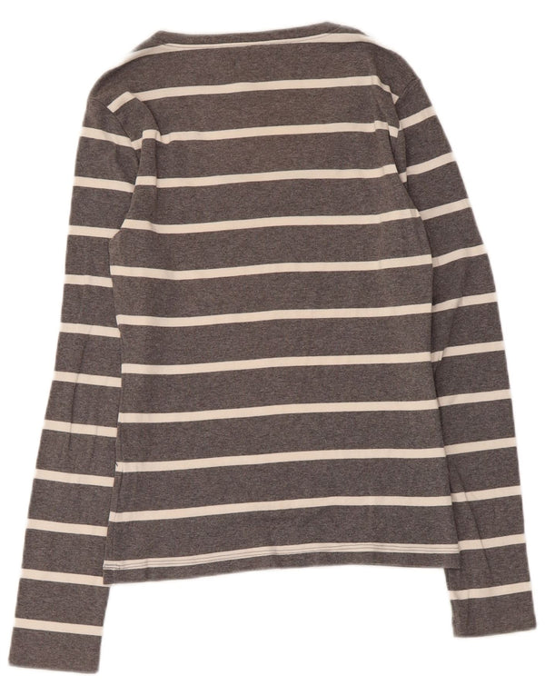 Top pentru femei Tommy Hilfiger cu mânecă lungă UK 8 mic, gri, bumbac cu dungi
