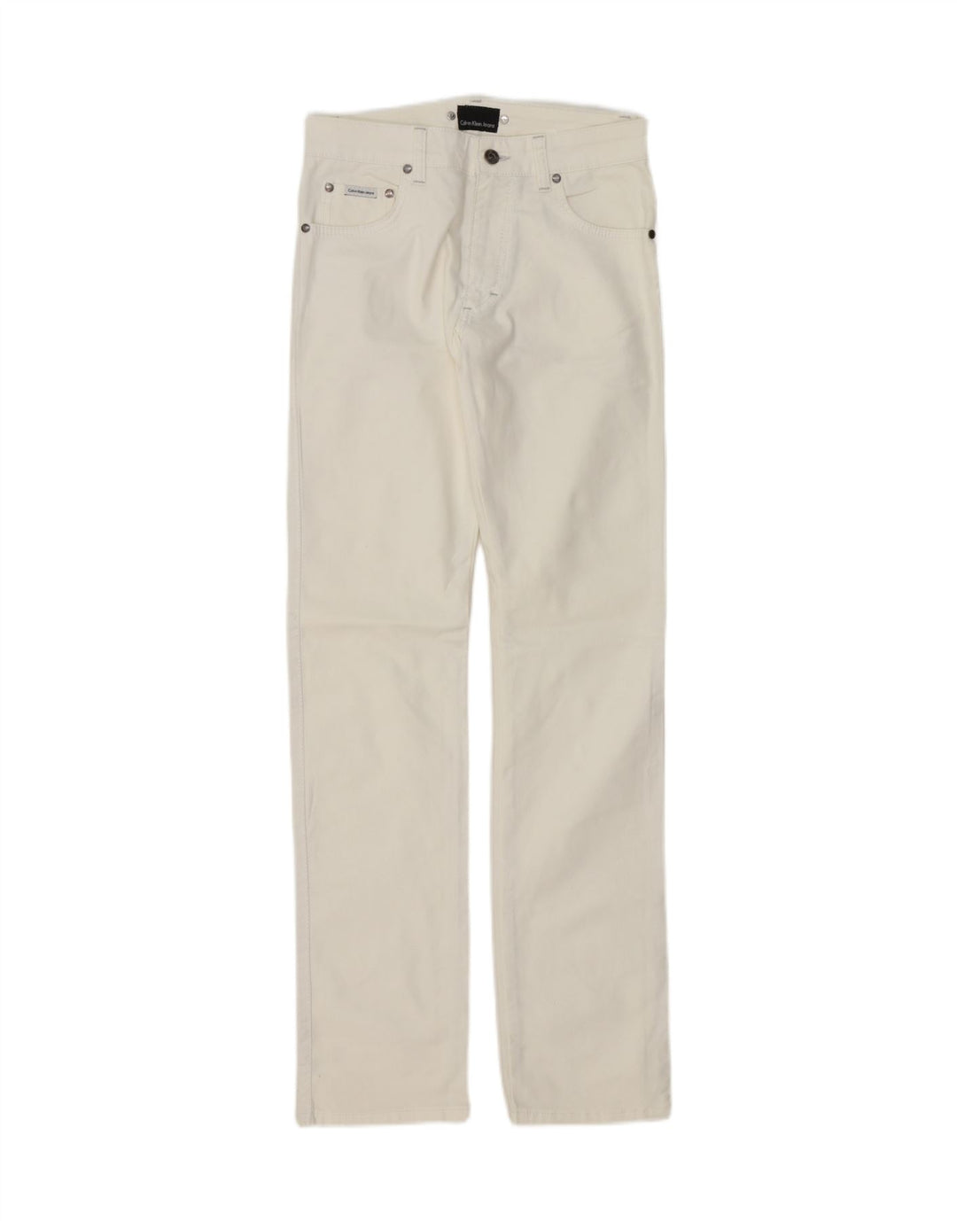 CALVIN KLEIN Womens Straight Jeans W28 L34 White Cotton