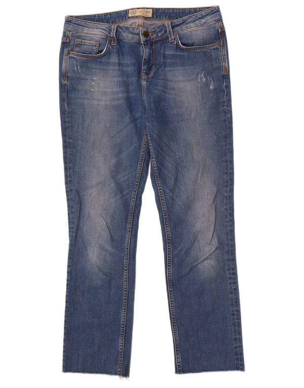 Fat Face Blugi Distressed drepte pentru femei W30 L28 Bumbac albastru