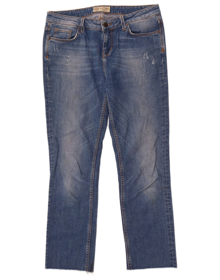 Fat Face Blugi Distressed drepte pentru femei W30 L28 Bumbac albastru