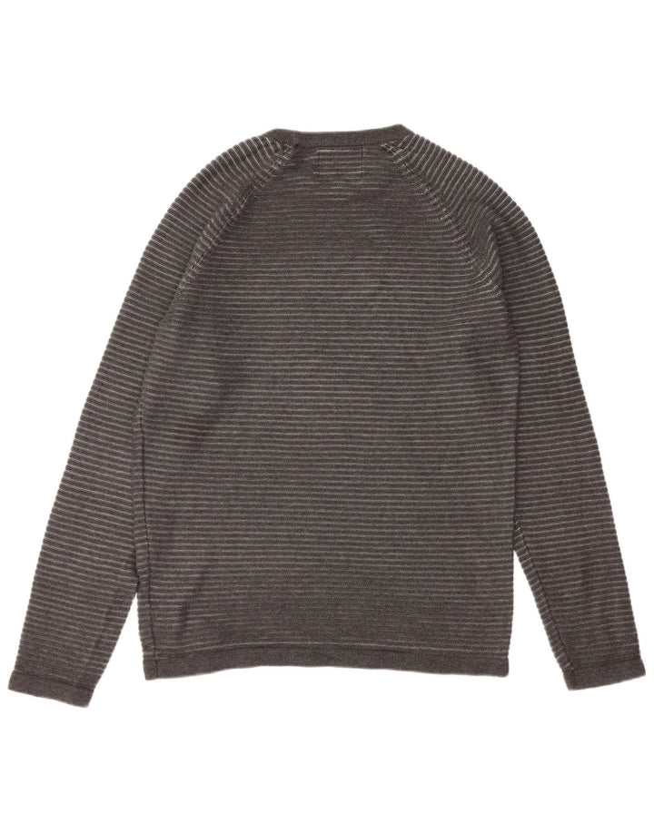 JACK & JONES Pulover pentru bărbați cu guler rotund, mărimea mare, cu dungi gri
