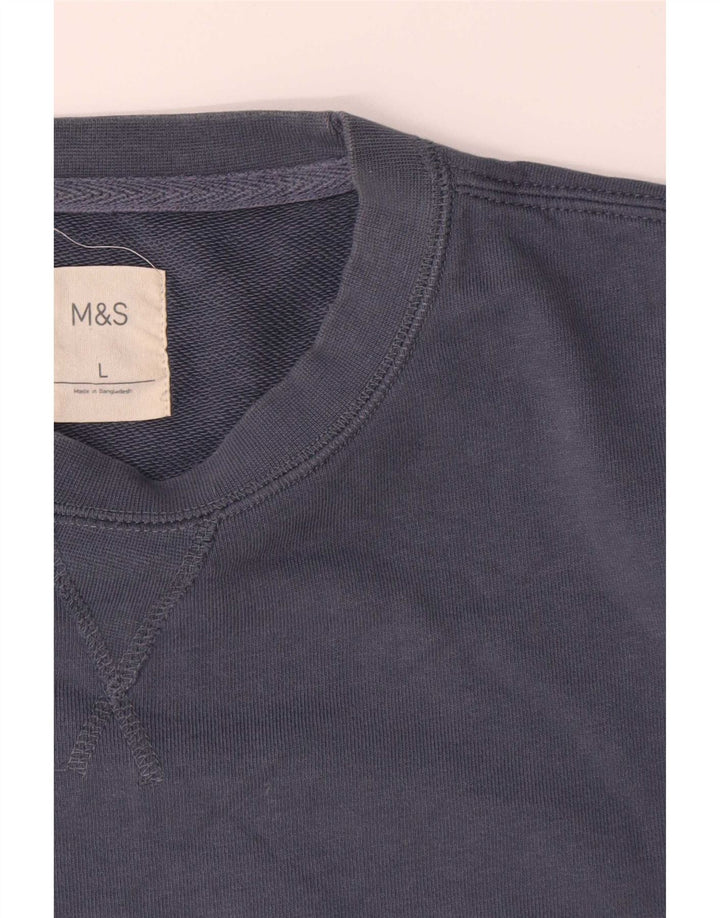 Hanorac pentru bărbați Marks & Spencer Pulover mare din bumbac bleumarin