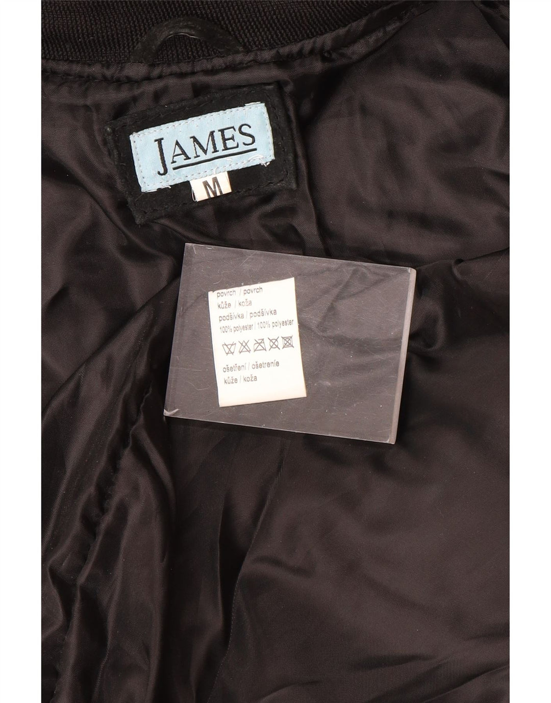 VINTAGE Bomber de piele intoarsa pentru barbati UK 38 Medium Black Leather