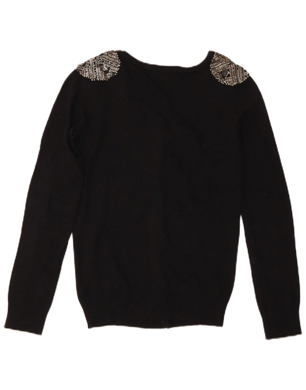 Pulover cardigan pentru femei Zara UK 8 mic bumbac negru