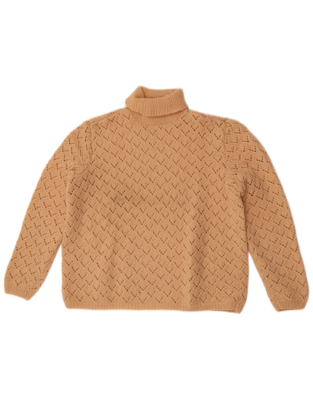Pulover vintage pentru femei cu gât rulat, UK 14 Bej mediu