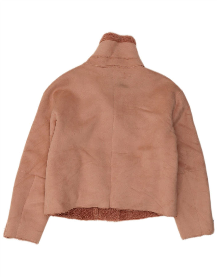 Jachetă Sherpa pentru femei Zara UK 10, poliester roz mic