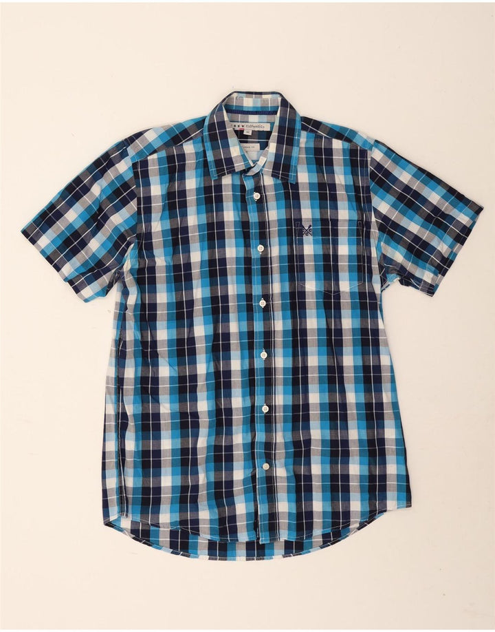 Crew Clothing Cămașă cu mânecă scurtă pentru bărbați, cu potrivire clasică, mijlocie, albastru bleumarin