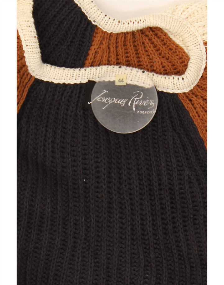 Pulover vintage pentru femei, cu mânecă jumătate, cu gâtul de barca, IT 44, mediu multicolor
