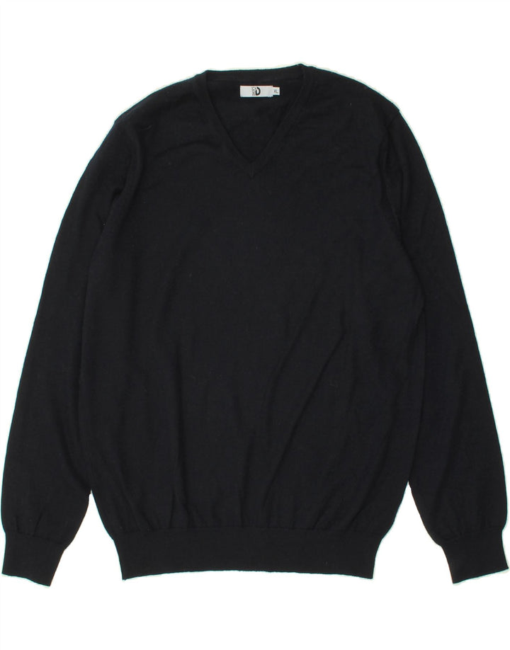 DACK'S Mens V-Neck Jumper Sweater XL Navy Blue Vintage Dack's and Second-Hand Dack's from Messina Hembry 