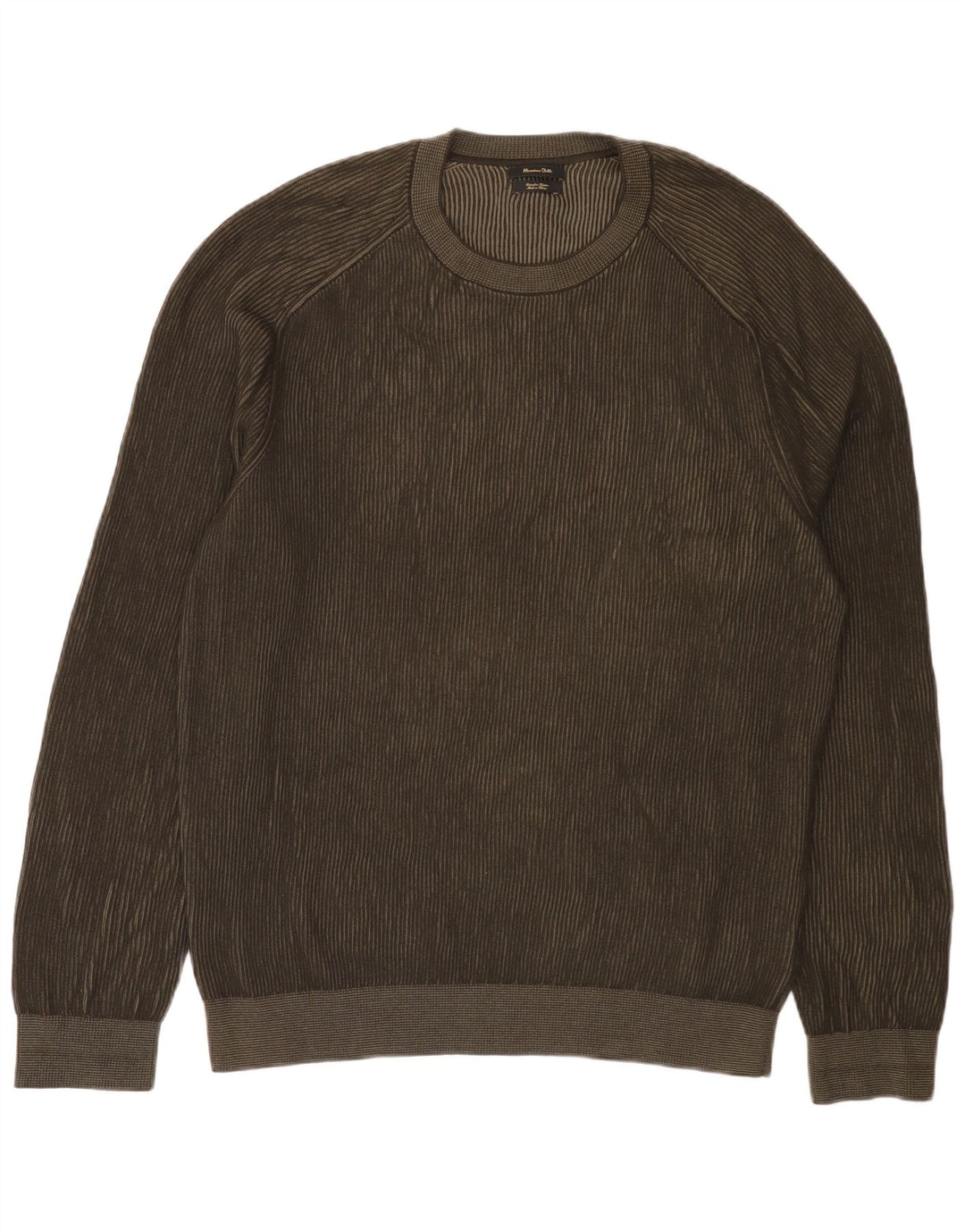 Pulover Massimo Dutti pentru bărbați, cu gât crew, bumbac XL kaki